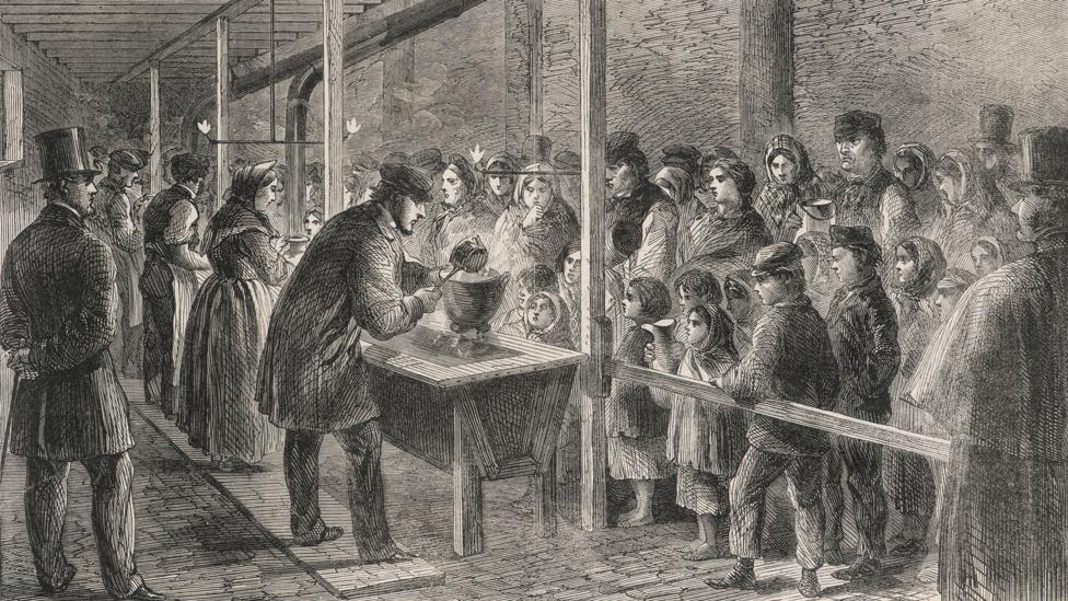 The Quaker movement emphasised the importance of charity, as shown in this 1862 illustration of a Quaker soup kitchen in Manchester (Credit: Mary Evans Picture Library/Alamy) The Quaker movement emphasised the importance of charity, as shown in this 1862 illustration of a Quaker soup kitchen in Manchester (Credit: Mary Evans Picture Library/Alamy)