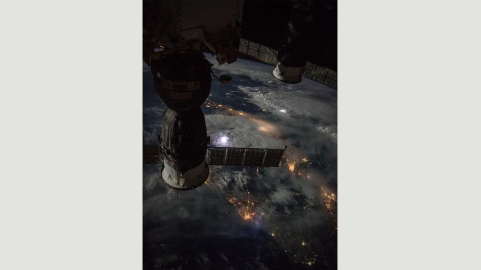 The International Space Station flies approximately 250 miles (402 km) over thunderstorms during a nighttime pass on 18 September 2016 (Credit: International Space Station) The International Space Station flies approximately 250 miles (402 km) over thunderstorms during a nighttime pass on 18 September 2016 (Credit: International Space Station)