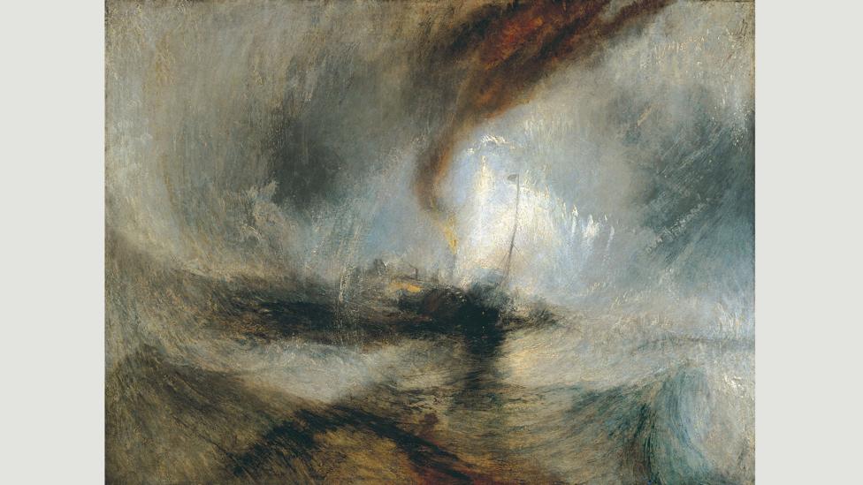 The title of this 1842 painting by JMW Turner is like a breathless shipping forecast: it is usually just called Snow Storm – Steam Boat off a Harbour’s Mouth (Credit: Wikimedia) The title of this 1842 painting by JMW Turner is like a breathless shipping forecast: it is usually just called Snow Storm – Steam Boat off a Harbour’s Mouth (Credit: Wikimedia)
