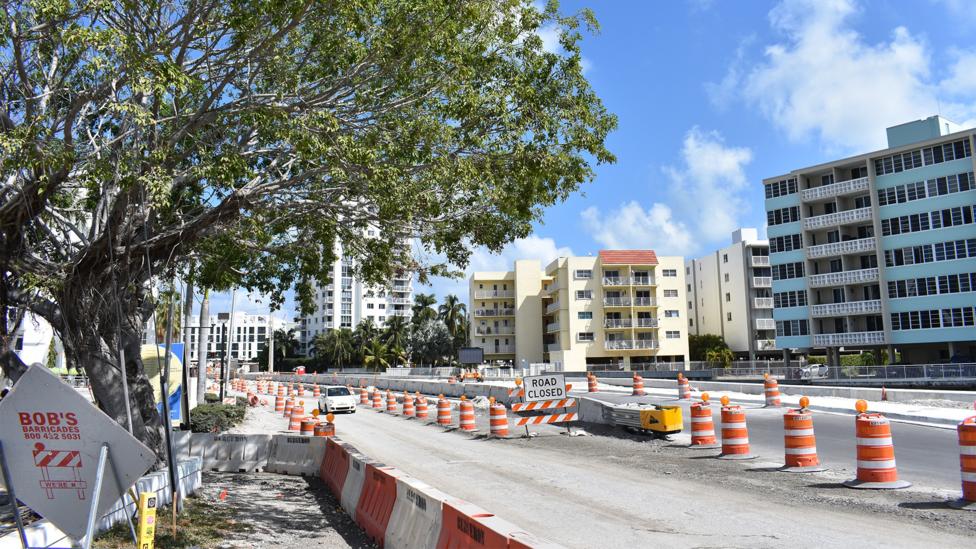 One of the roads in Miami Beach being raised by about 2ft (Credit: Amanda Ruggeri) One of the roads in Miami Beach being raised by about 2ft (Credit: Amanda Ruggeri)