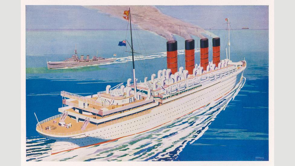 Cunard modernised the Mauretania and gave it a white hull, as shown in this 1930s illustration (Credit: Alamy) Cunard modernised the Mauretania and gave it a white hull, as shown in this 1930s illustration (Credit: Alamy)
