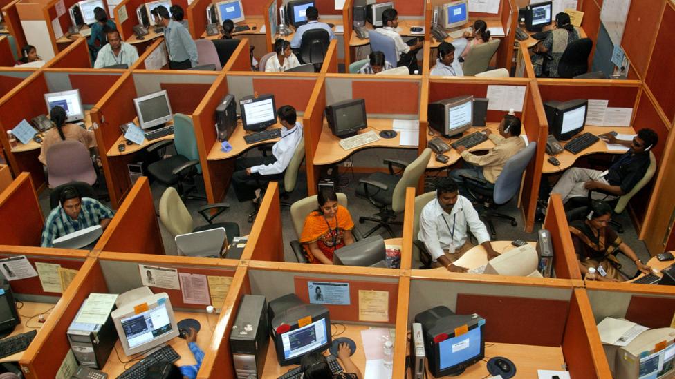 International companies have long outsourced IT tasks to call centres in India to save money - but now those human centres may be replaced by robots (Credit: Alamy Stock Photo) International companies have long outsourced IT tasks to call centres in India to save money - but now those human centres may be replaced by robots (Credit: Alamy Stock Photo)