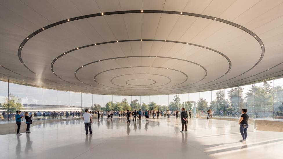 The Steve Jobs Theater acts as a shrine at the Apple Campus temple to tech, designed by Foster + Partners (Credit: Nigel Young/ Foster + Partners) The Steve Jobs Theater acts as a shrine at the Apple Campus temple to tech, designed by Foster + Partners (Credit: Nigel Young/ Foster + Partners)