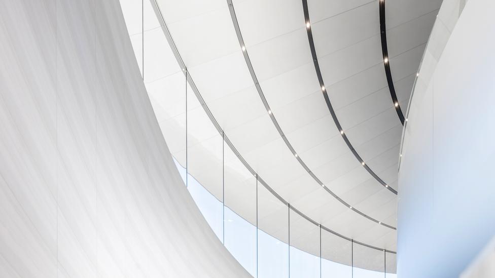 The Apple Campus has a playful look about it, with curvaceous lines and space-age touches (Credit: Nigel Young/ Foster + Partners) The Apple Campus has a playful look about it, with curvaceous lines and space-age touches (Credit: Nigel Young/ Foster + Partners)