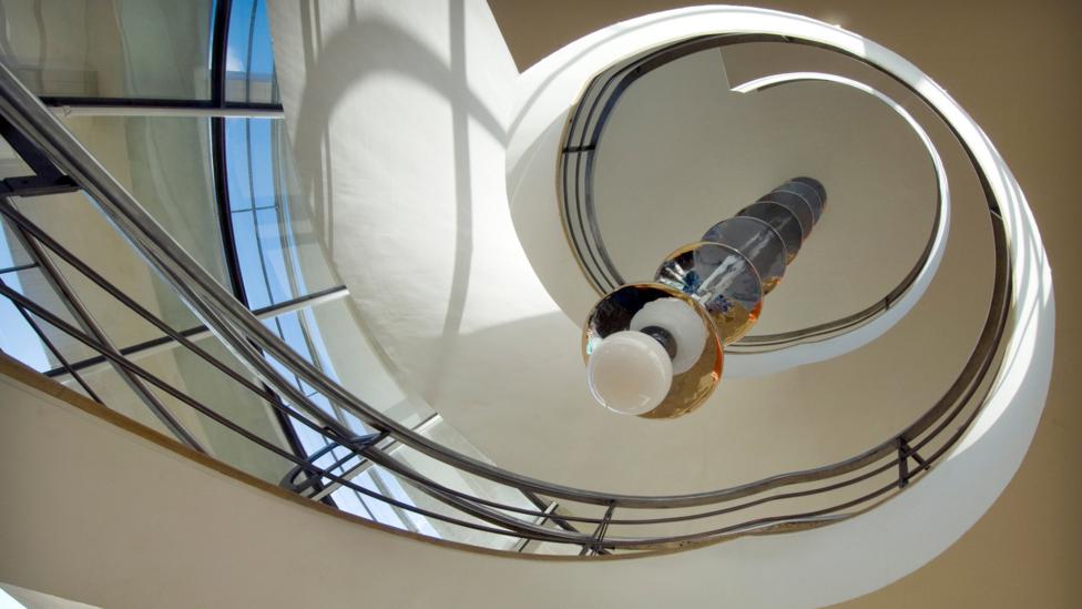 The modernist spiral staircase influenced by ocean liner style, at the Art Deco De La Warr Pavilion at Bexhill-on-Sea, East Sussex (Credit: Alamy) The modernist spiral staircase influenced by ocean liner style, at the Art Deco De La Warr Pavilion at Bexhill-on-Sea, East Sussex (Credit: Alamy)