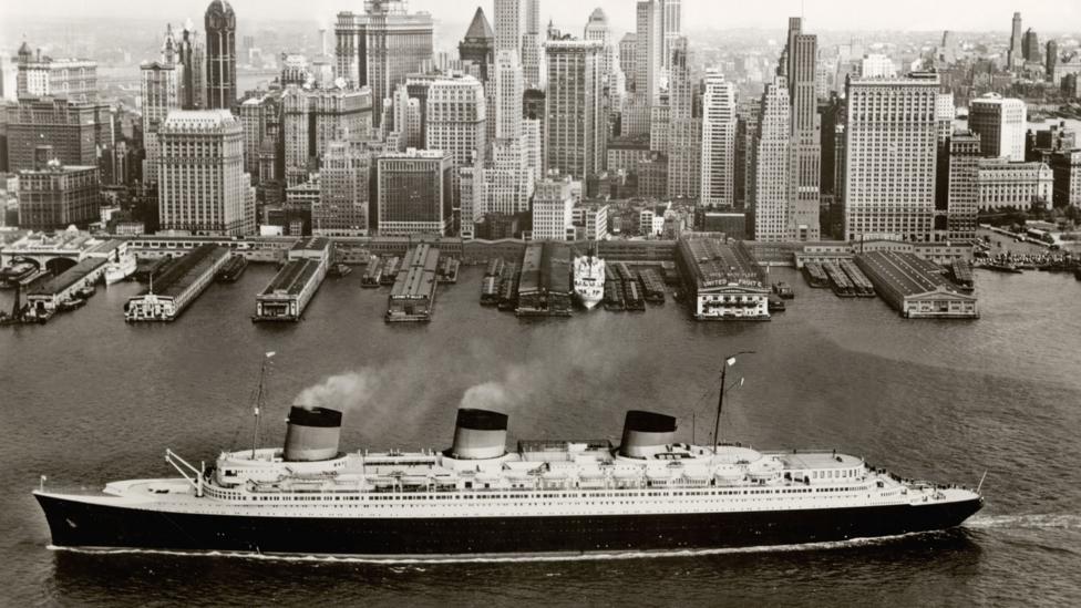 Ocean liners such as the Normandie, shown in New York, were symbols of luxury and modernity (Credit:Collection French Lines) Ocean liners such as the Normandie, shown in New York, were symbols of luxury and modernity (Credit:Collection French Lines)