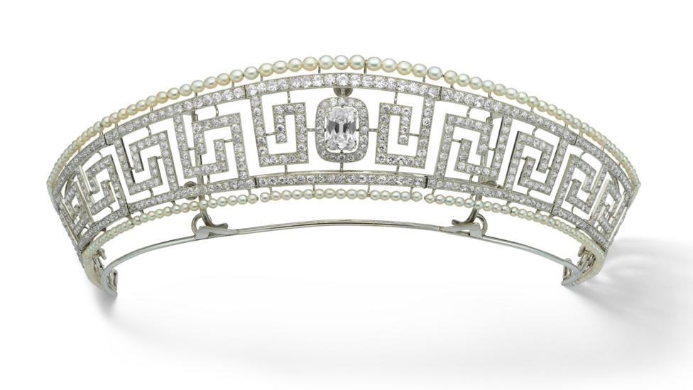 An elegant diamond and pearl tiara, previously owned by Lady Marguerite Allan, was saved from the Lusitania (Credit: Cartier) An elegant diamond and pearl tiara, previously owned by Lady Marguerite Allan, was saved from the Lusitania (Credit: Cartier)