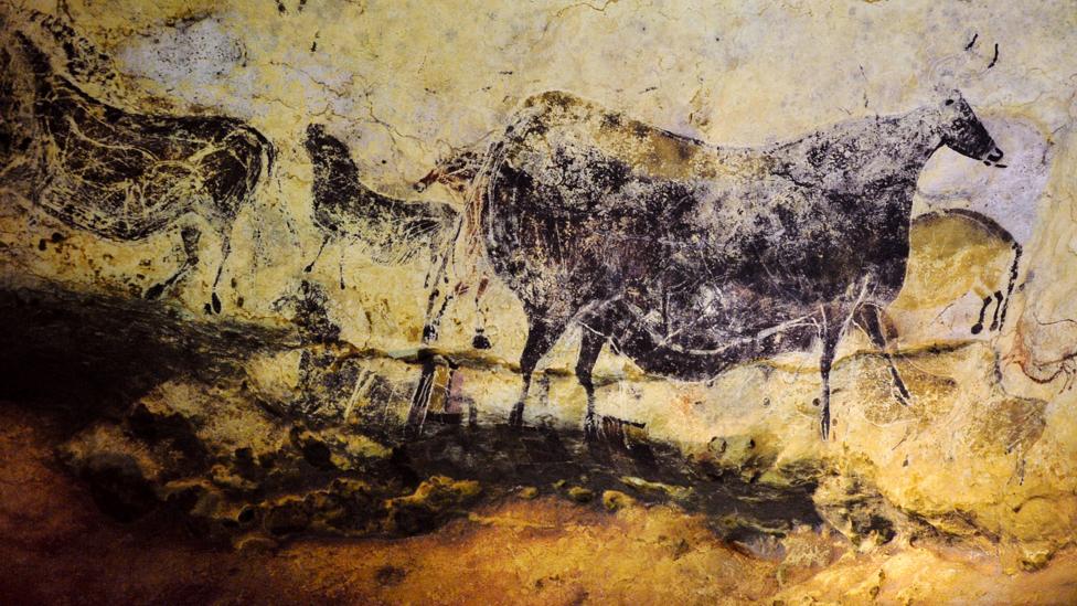 The Lascaux Cave, near the village of Montignac in southwest France, contains paintings estimated to be 16,000 years old – rendered using black pigment (Credit: Getty Images) The Lascaux Cave, near the village of Montignac in southwest France, contains paintings estimated to be 16,000 years old – rendered using black pigment (Credit: Getty Images)
