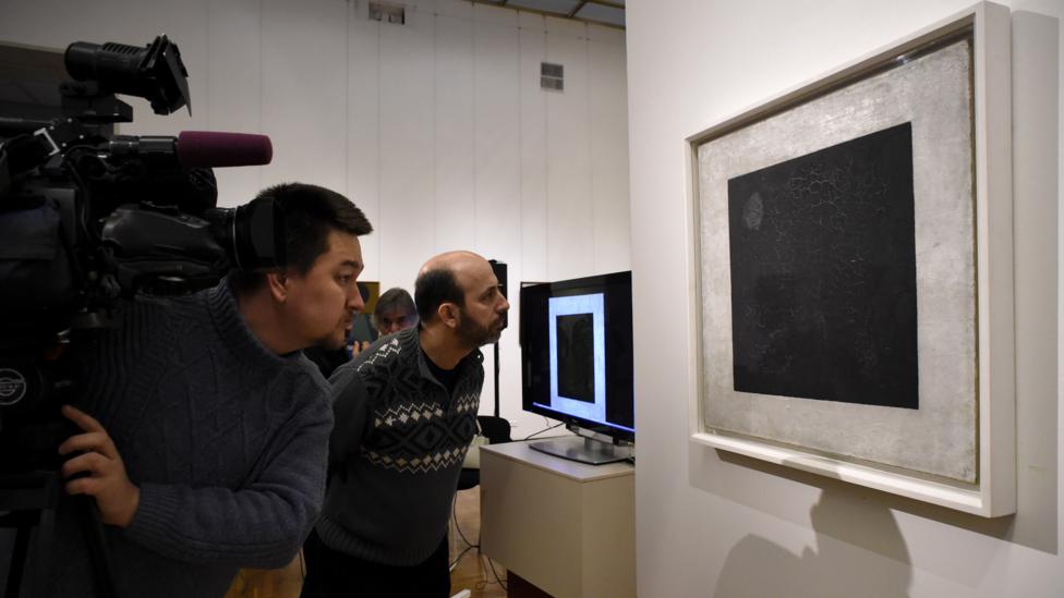 Kazimir Malevich painted his Black Square in 1915 – in 2015 microscopic examination revealed a racist joke within (Credit: Alamy) Kazimir Malevich painted his Black Square in 1915 – in 2015 microscopic examination revealed a racist joke within (Credit: Alamy)