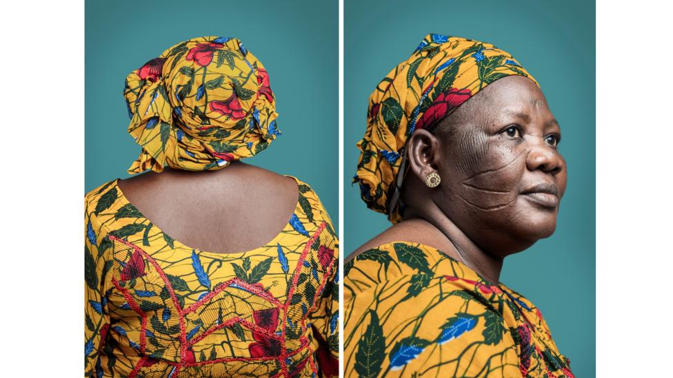 Joana Choumali’s series Hââbré shows migrants from Nigeria and Burkina Faso with scarified faces: shown, Mme Djeneba Hââbré (Credit: Joana Choumali/50 Golborne Gallery) Joana Choumali’s series Hââbré shows migrants from Nigeria and Burkina Faso with scarified faces: shown, Mme Djeneba Hââbré (Credit: Joana Choumali/50 Golborne Gallery)