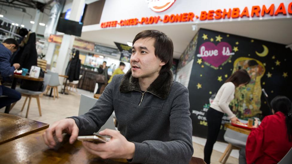 Asset Kaipiyev, co-founder of Sa'biz, changed the spelling of his restaurant – now he has to change it again (Credit: Taylor Weidman) Asset Kaipiyev, co-founder of Sa'biz, changed the spelling of his restaurant – now he has to change it again (Credit: Taylor Weidman)