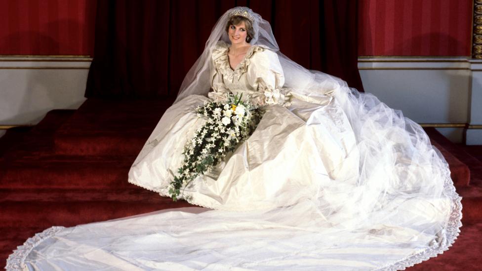 The voluminous taffeta wedding dress worn by Prince Harry’s mother, Diana, Princess of Wales, was created by the Emmanuels (Credit: Press Association) The voluminous taffeta wedding dress worn by Prince Harry’s mother, Diana, Princess of Wales, was created by the Emmanuels (Credit: Press Association)