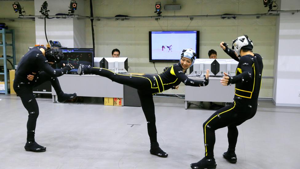 More video game voice actors will be physically moving using motion capture technology, like in this studio for Japanese game developer Capcom (Credit: Getty Images) More video game voice actors will be physically moving using motion capture technology, like in this studio for Japanese game developer Capcom (Credit: Getty Images)