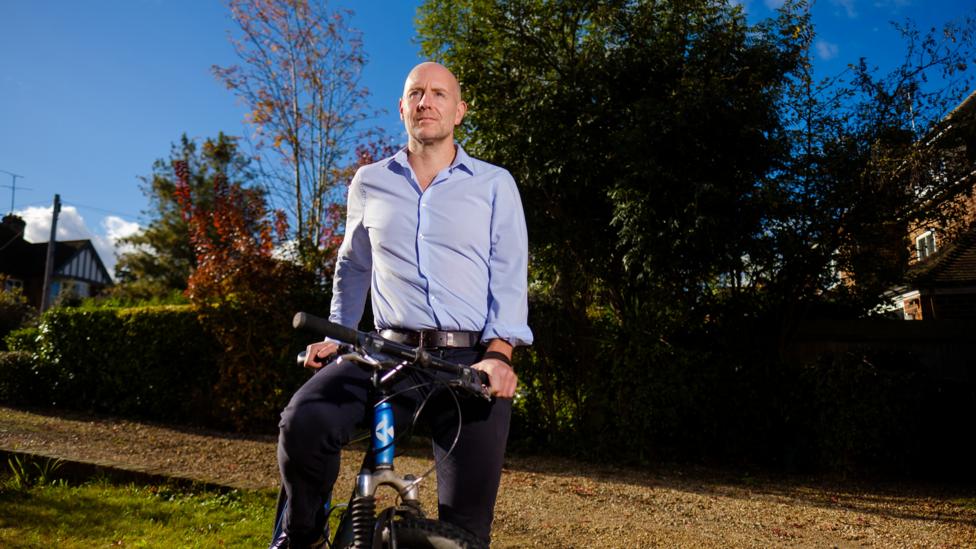 Barney Whiter, now 48, cycled to the office every day to save money for early retirement. He was able to amass enough to reitre at 43 (Credit: Chris Mann) Barney Whiter, now 48, cycled to the office every day to save money for early retirement. He was able to amass enough to reitre at 43 (Credit: Chris Mann)