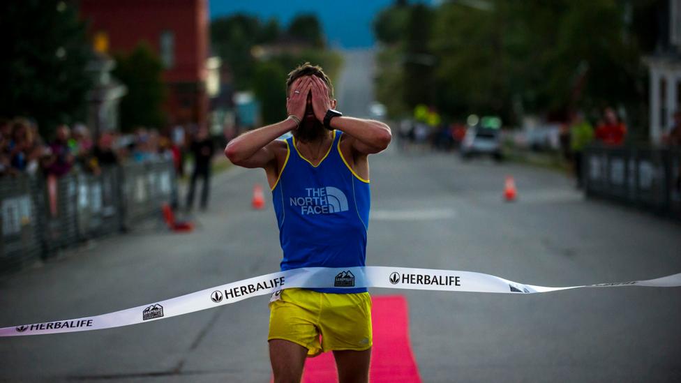 Rob Krar crosses the finish line to win the 2014 Leadville Trail ultramarathon with a time of 16:09:31 (Credit: Getty) Rob Krar crosses the finish line to win the 2014 Leadville Trail ultramarathon with a time of 16:09:31 (Credit: Getty)