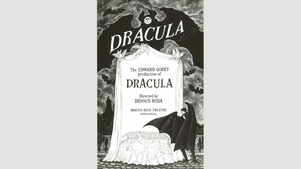 Gorey poster for the Broadway revival of Dracula, 1978 (Credit: The Edward Gorey Charitable Trust) Gorey poster for the Broadway revival of Dracula, 1978 (Credit: The Edward Gorey Charitable Trust)