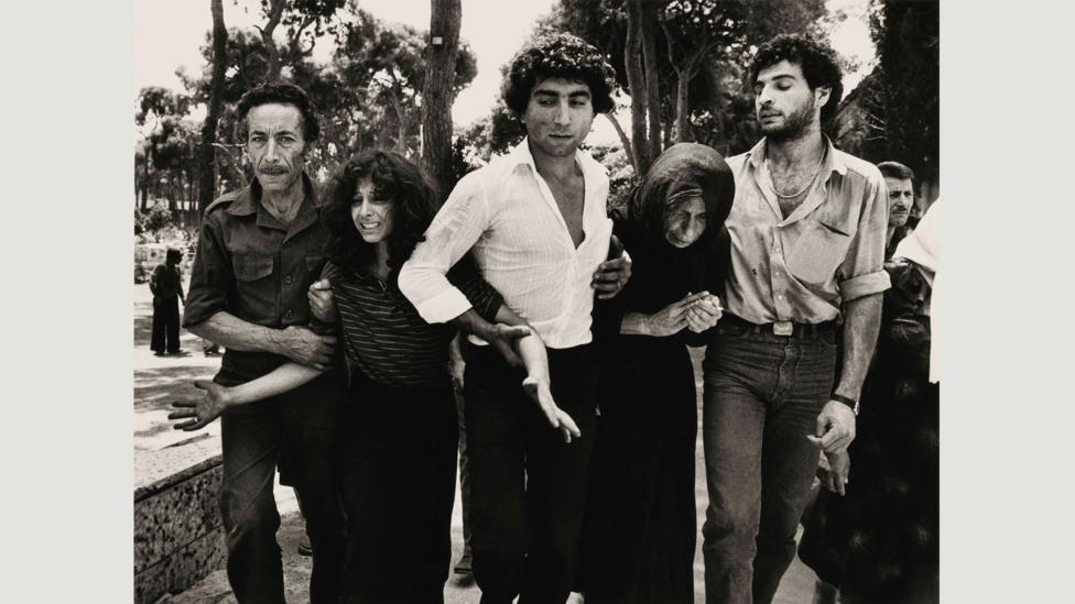 A Lebanese family leaving the Martyrs Cemetery, Beirut, 1976: McCullin makes sure he is close enough so that people know they’re being photographed, gaining unspoken permission A Lebanese family leaving the Martyrs Cemetery, Beirut, 1976: McCullin makes sure he is close enough so that people know they’re being photographed, gaining unspoken permission