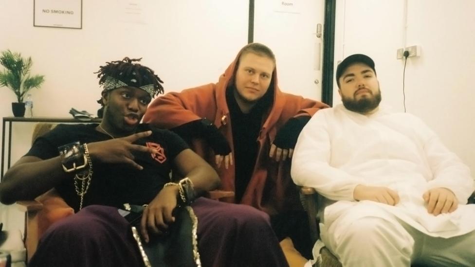 Ermakov with KSI and another YouTuber, Randolph, on set for a music video shoot (Credit: Konstantin Ermakov) Ermakov with KSI and another YouTuber, Randolph, on set for a music video shoot (Credit: Konstantin Ermakov)