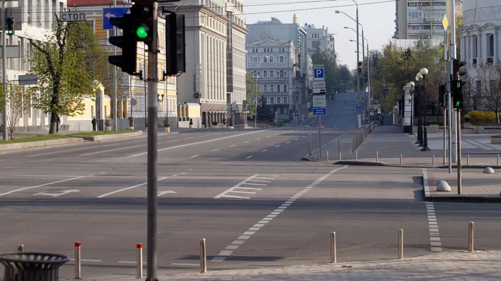 An empty street under lockdown in Kiev (Credit: Getty Images) An empty street under lockdown in Kiev (Credit: Getty Images)